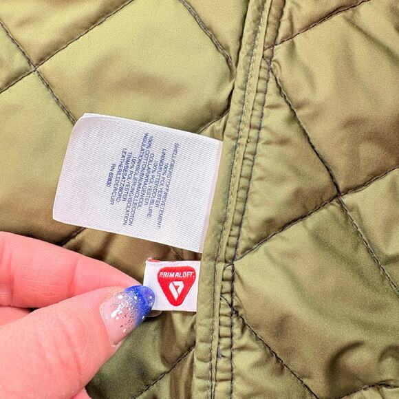 Lands End Women Primaloft Quilted Puffer Jacket Coat Corduroy Collar Blue Size L - Picture 8 of 10